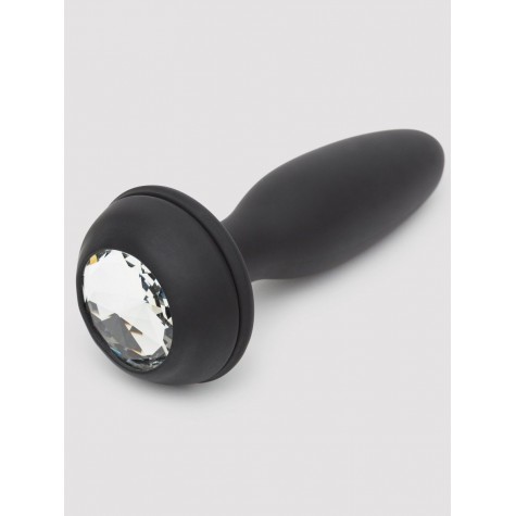 Черная анальная вибропробка Rechargeable Vibrating Bunny Tail Butt Plug Small