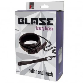 Фиолетово-чёрный ошейник с поводком BLAZE COLLAR AND LEASH PURPLE