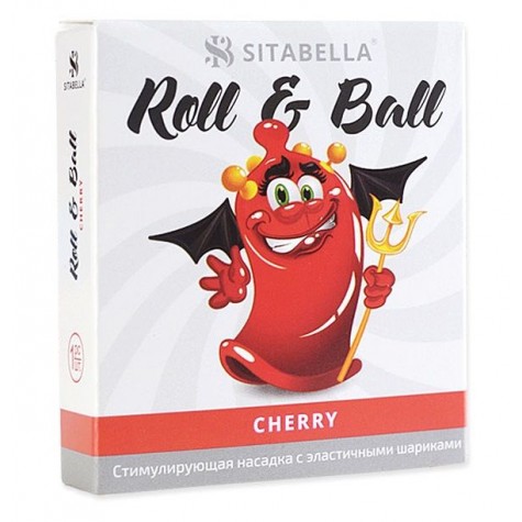 Стимулирующий презерватив-насадка Roll & Ball Cherry